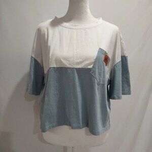 Like-new Color Block Summer Loose Fitting Crop Top